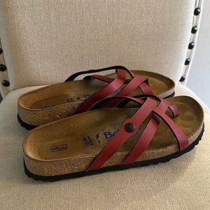 Betula by Birkenstock Strappy Slip On Sandals Rust Red Size 10-10.5 (41)